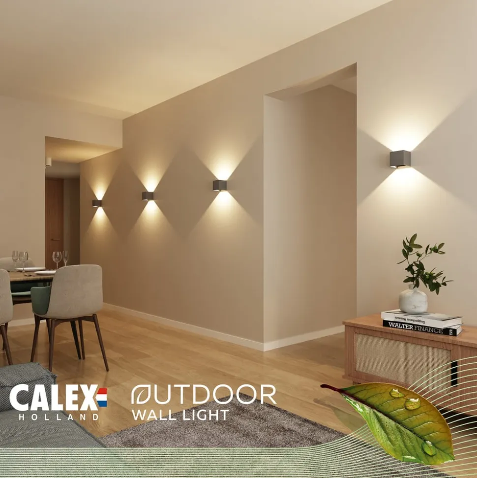 Calex udendørs LED-væglampe Cube, op/ned, højde 10 cm, antracit
