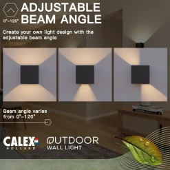 Calex udendørs LED-væglampe Cube, op/ned, højde 10 cm, sort