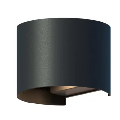 Calex udendørs LED-væglampe oval, op/ned, højde 10 cm, sort