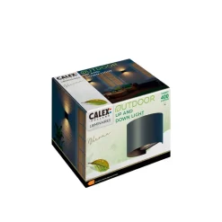 Calex udendørs LED-væglampe oval, op/ned, højde 10 cm, sort