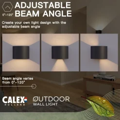 Calex udendørs LED-væglampe oval, op/ned, højde 10 cm, sort