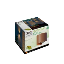 Calex udendørs LED-væglampe oval, op/ned, højde 10 cm, rustbrun