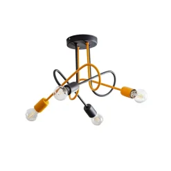 Cambridge loftlampe, 4 lyskilder, sort-orange
