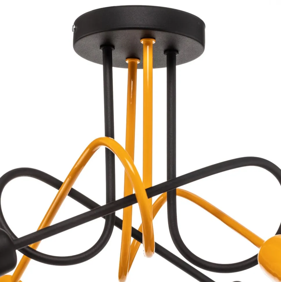 Cambridge loftlampe, 4 lyskilder, sort-orange