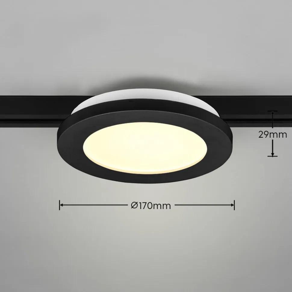 Camillus LED-skinnelampe til DUOline, sort, Ø 17 cm