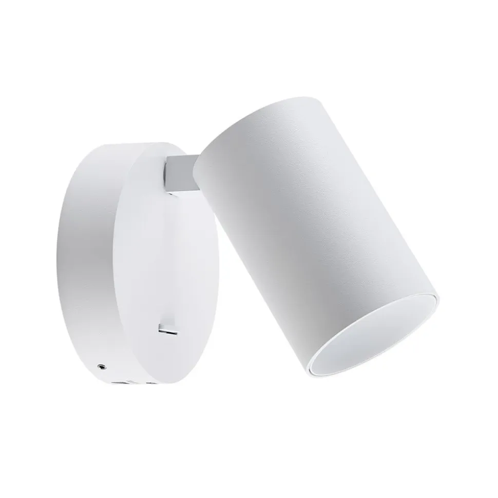CAN TILT vægspot, hvid, Ø 10 cm, metal, afbryder, USB