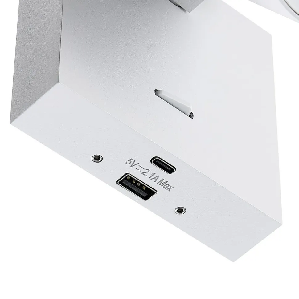 CAN TILT vægspot, hvid, 10 x 10 cm, metal, kontakt, USB
