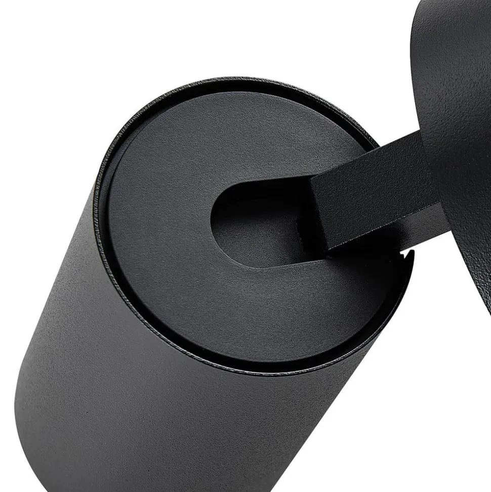 CAN TILT vægspot, sort, Ø 10 cm, metalkontakt USB