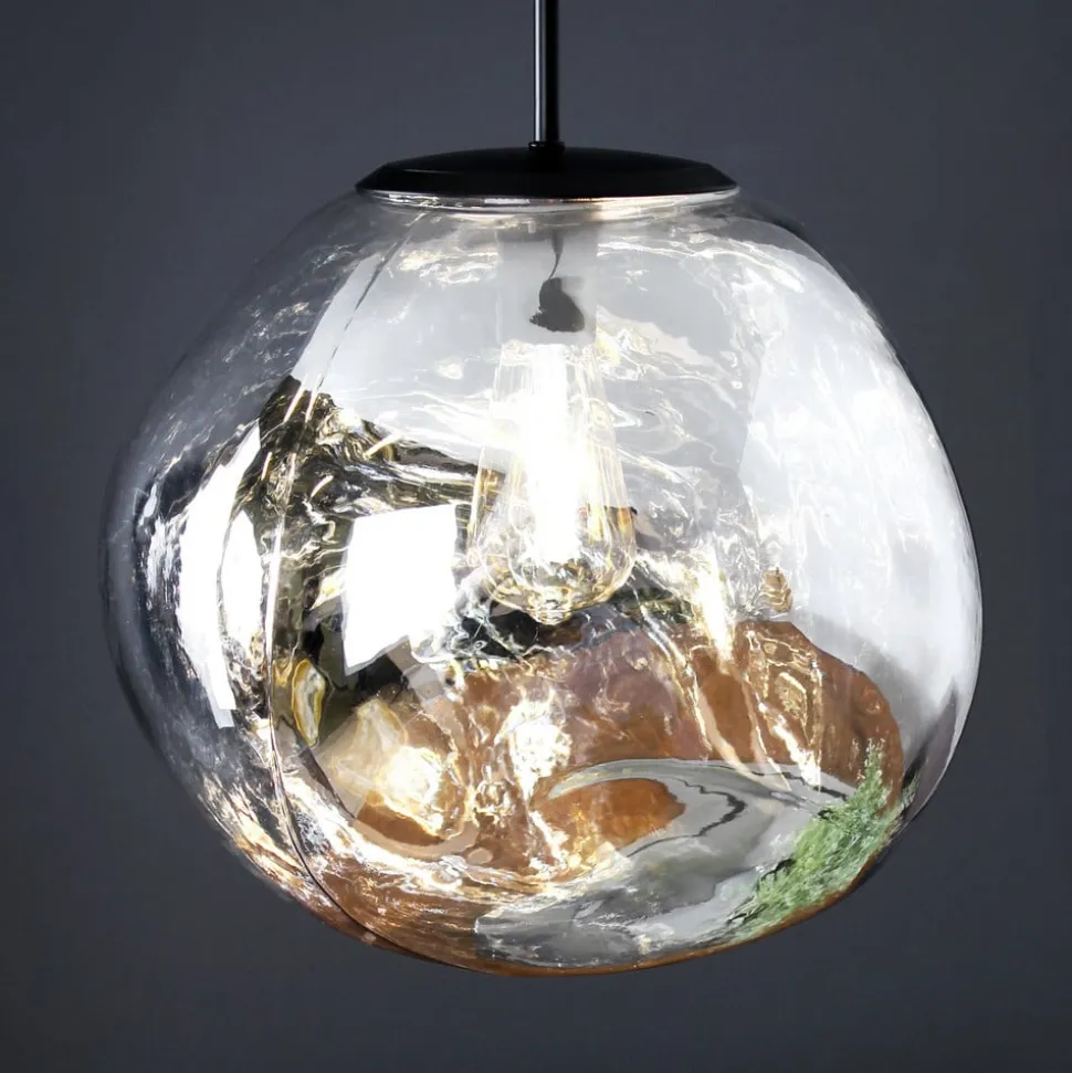 Canopus hængelampe, sølvfarvet, Ø 36 cm, glas, E27