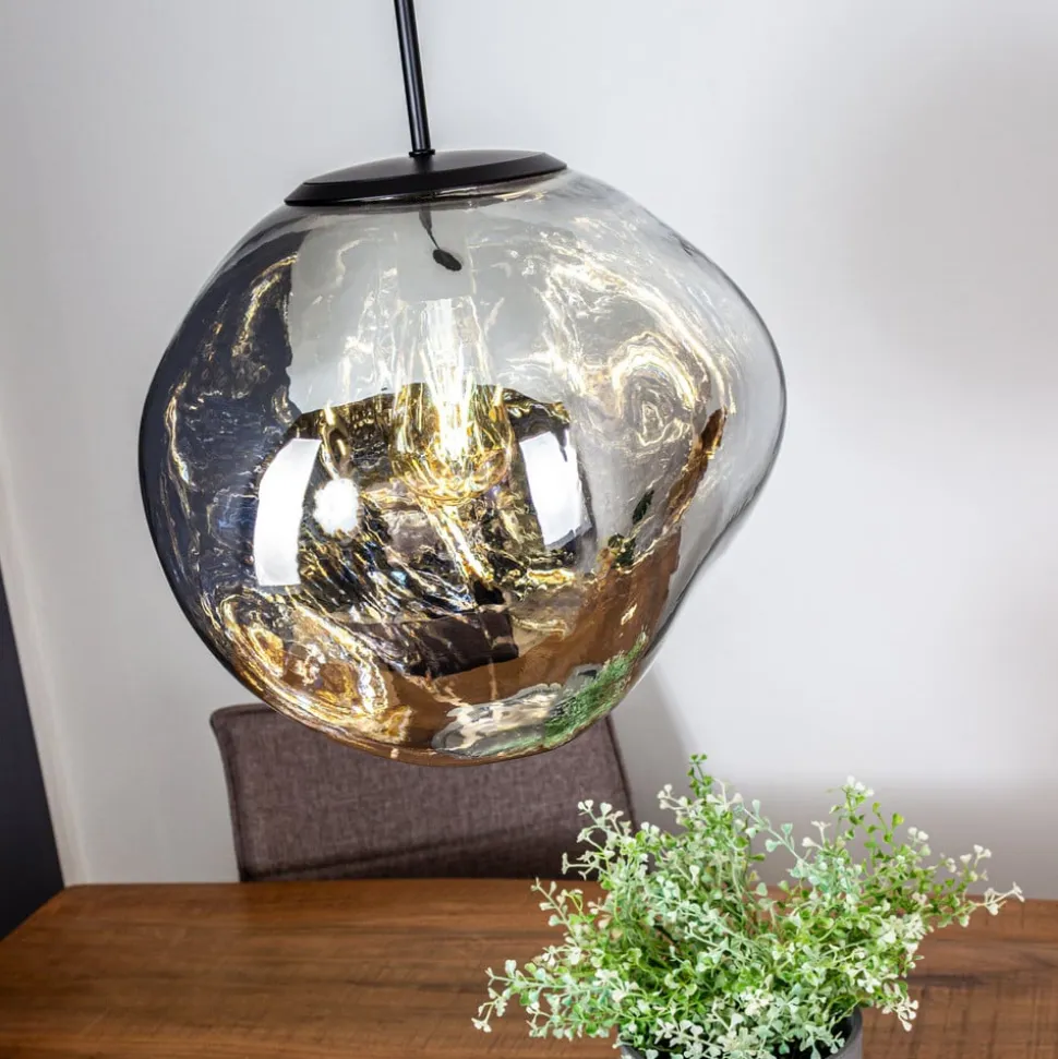 Canopus hængelampe, sølvfarvet, Ø 36 cm, glas, E27