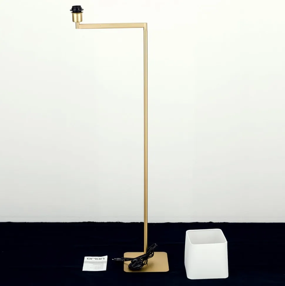 Carlton tekstilgulvlampe, mat messing