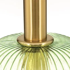 Carneval pendellampe, antik messing/grøn, Ø 20 cm, glas