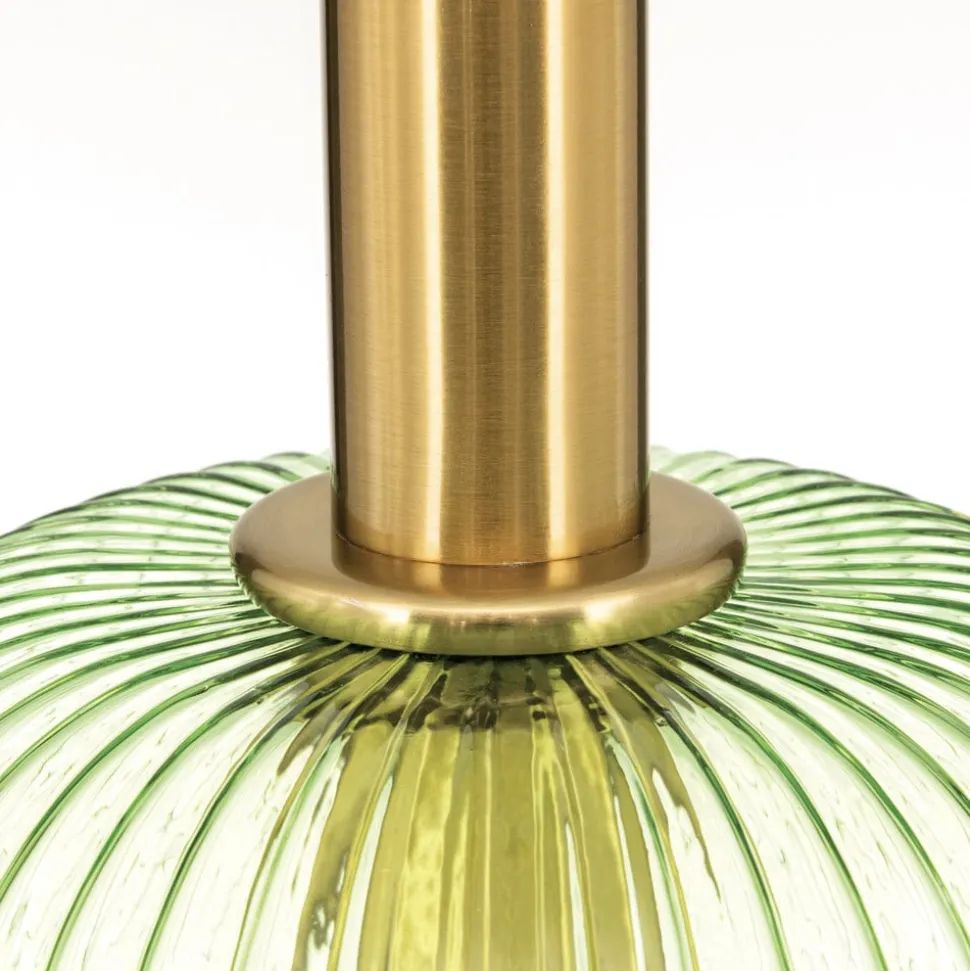 Carneval pendellampe, antik messing/grøn, Ø 20 cm, glas