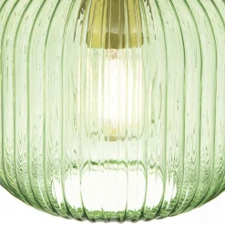 Carneval pendellampe, antik messing/grøn, Ø 20 cm, glas