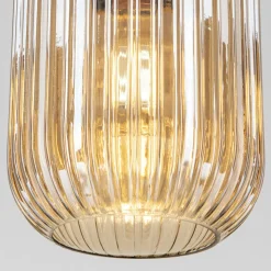 Carneval pendellampe, antik messing/amber, Ø 14 cm, glas