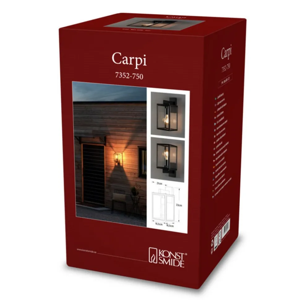 Carpi udendørs væglampe, sort, bredde 16,5 cm