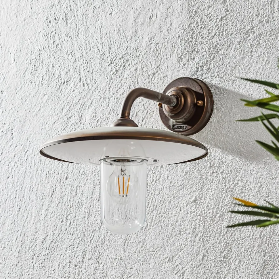 Casale udendørs væglampe, antik kobber klart glas