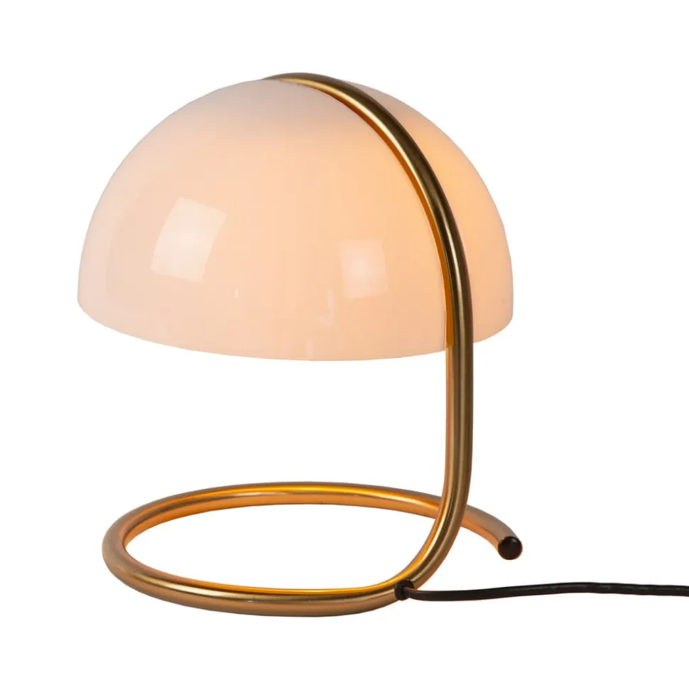 Cato retro-bordlampe med skærm af mælkeglas, hvid