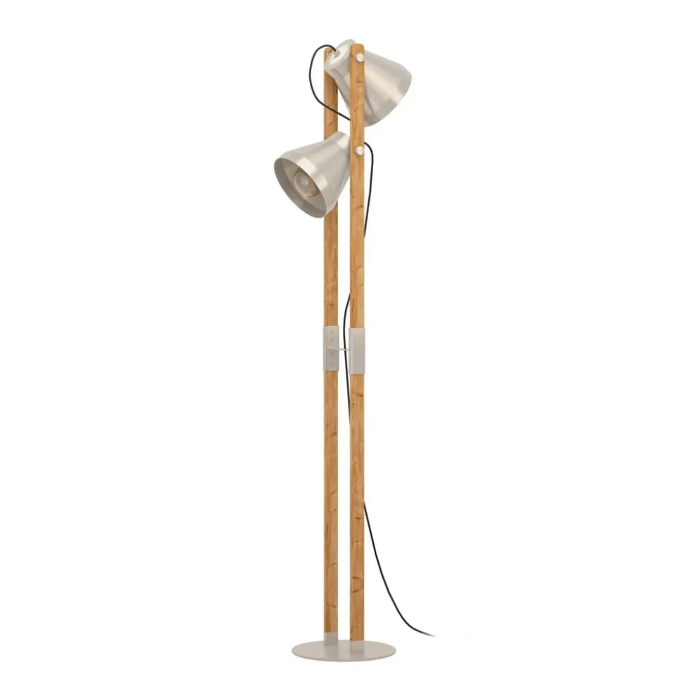 Cawton gulvlampe, højde 134,5 cm, stål/brun, 2 lyskilder i stål