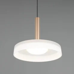 Celeste LED-hængelampe, hvid/brun, Ø 22 cm, glas, dæmpbar