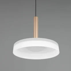 Celeste LED-hængelampe, hvid/brun, Ø 22 cm, glas, dæmpbar