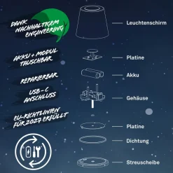 Cielo LED-gulvlampe, hvid, touchdæmper, USB-kabel