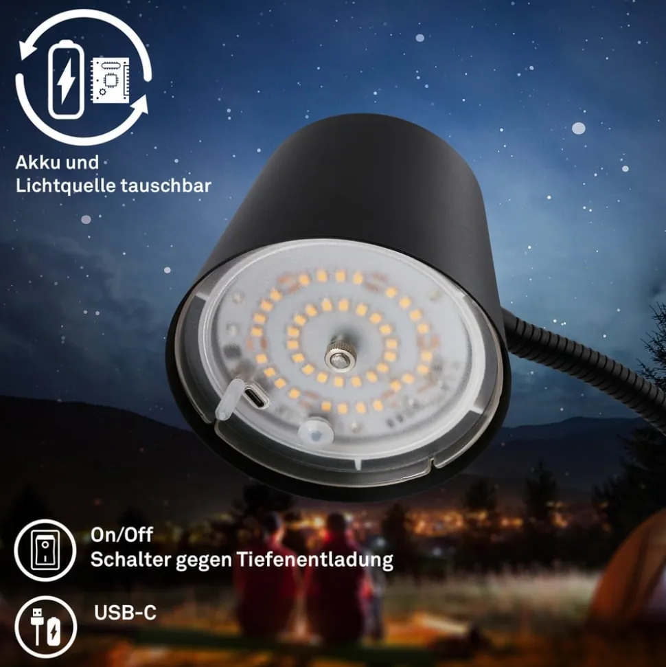 Cielo LED-gulvlampe, sort, touchdæmper, USB-kabel