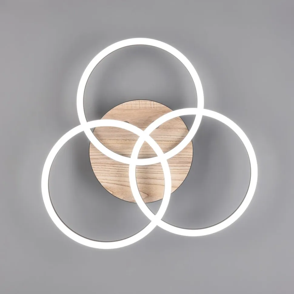 Circle LED-loftlampe 3 lysk fjernbetjening træ