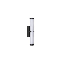 Clamp LED-væglampe, sort/hvidt stål, glas, IP44