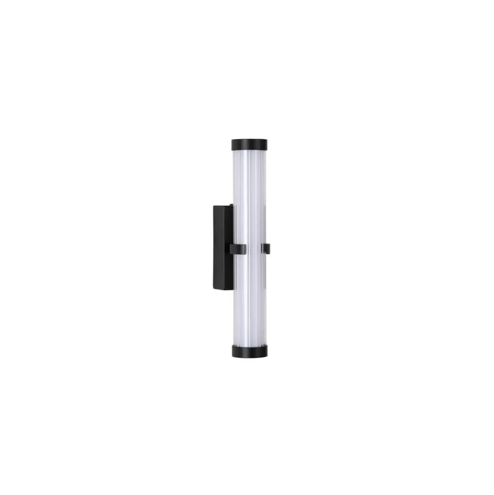 Clamp LED-væglampe, sort/hvidt stål, glas, IP44