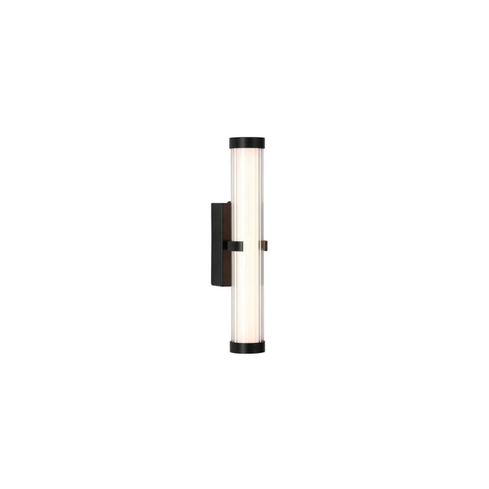 Clamp LED-væglampe, sort/hvidt stål, glas, IP44
