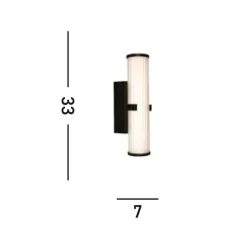 Clamp LED-væglampe, sort/hvidt stål, glas, IP44
