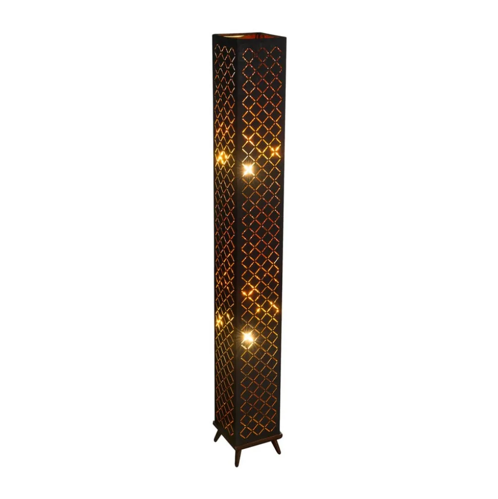 Clarke gulvlampe, sort/guld blad, højde 118 cm, stof
