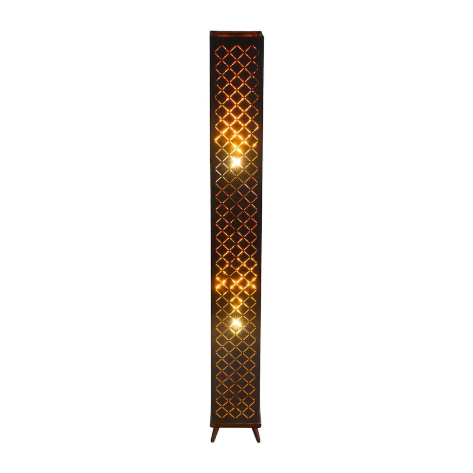 Clarke gulvlampe, sort/guld blad, højde 118 cm, stof