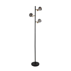 Classy 3 lyskilder gulvlampe, røget glas