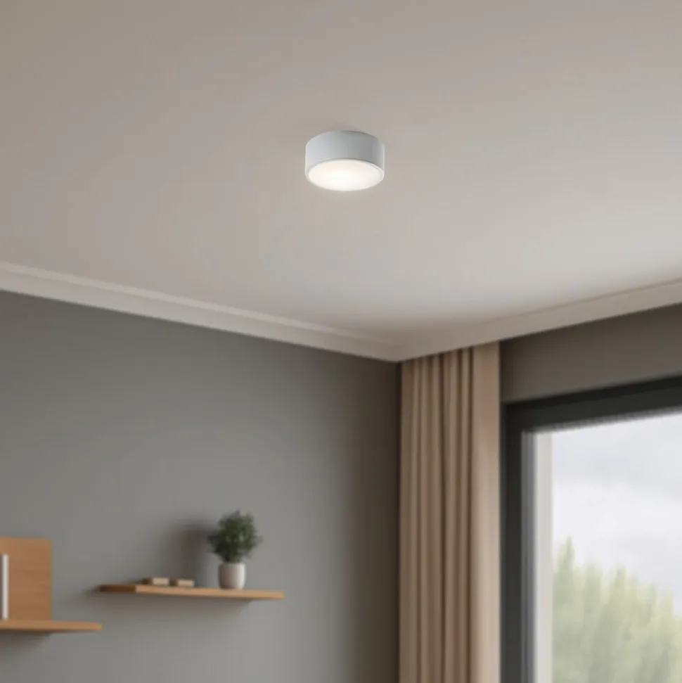 Cleo 200 loftlampe, grå, sensor, IP20, Ø 20 cm, E27