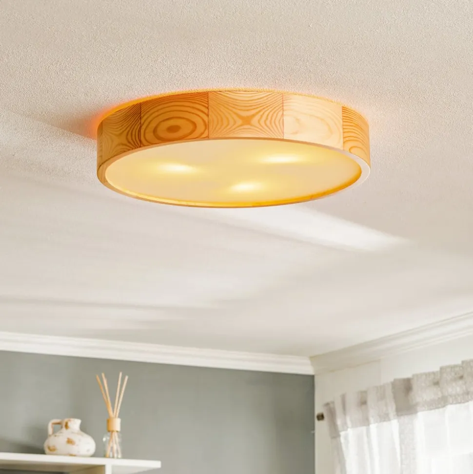 Cleo loftlampe, Ø 47,5 cm, 4 lyskilder, fyrretræ, E27