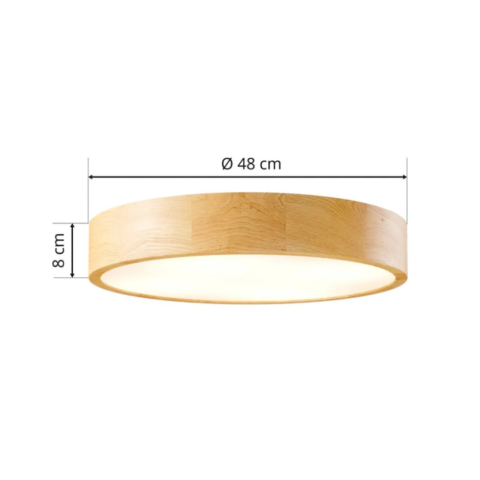 Cleo loftlampe, Ø 48 cm, 4 lyskilder, egetræ, E27