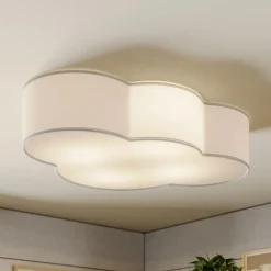 Cloud loftlampe, hvid, tekstil, længde 62 cm, E27, 4 lyskilder.