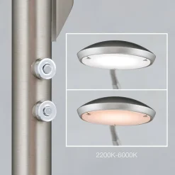 Cobra LED-gulvlampe, 2 lyskilder, mat nikkel