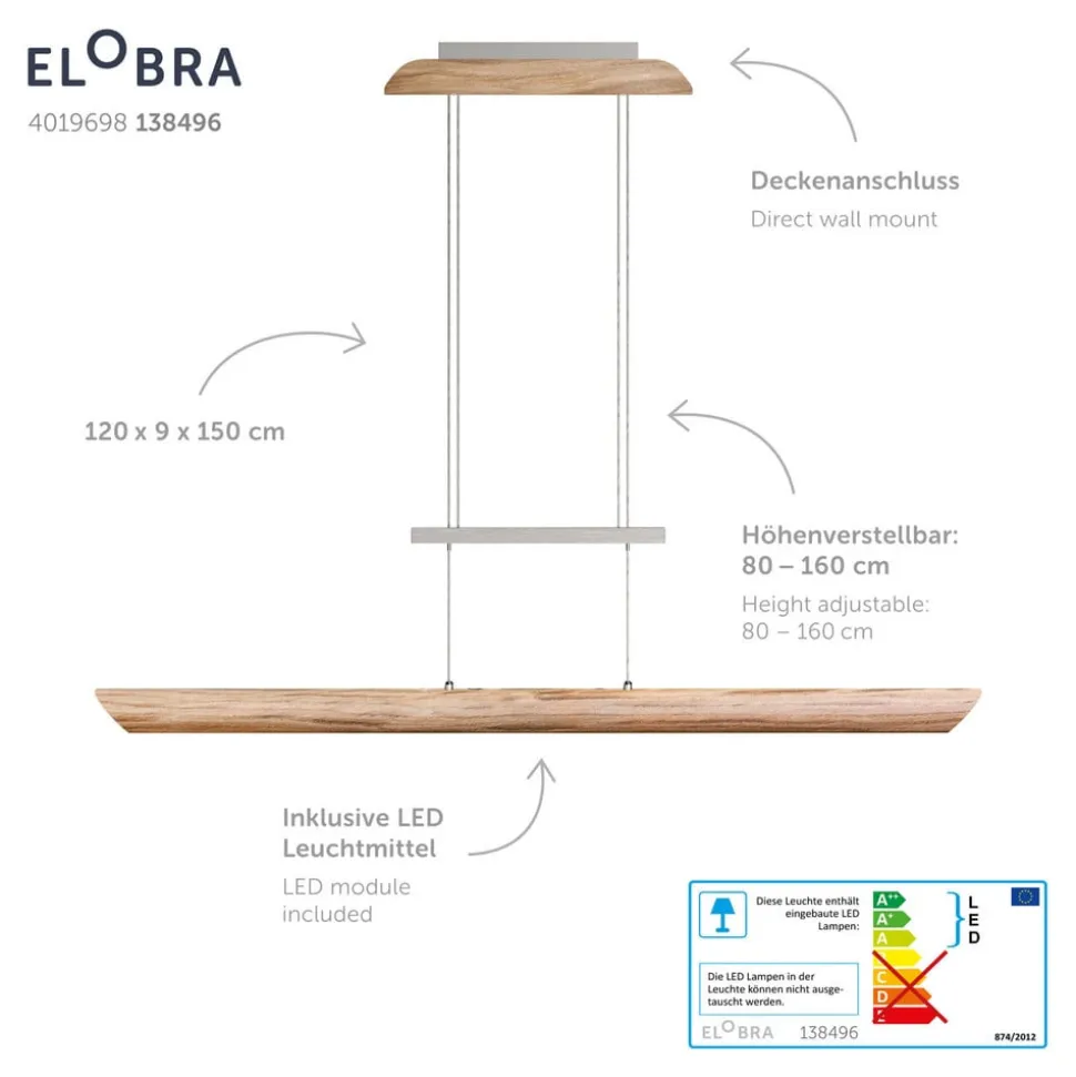 Colombia S LED-pendellampe, eg natur