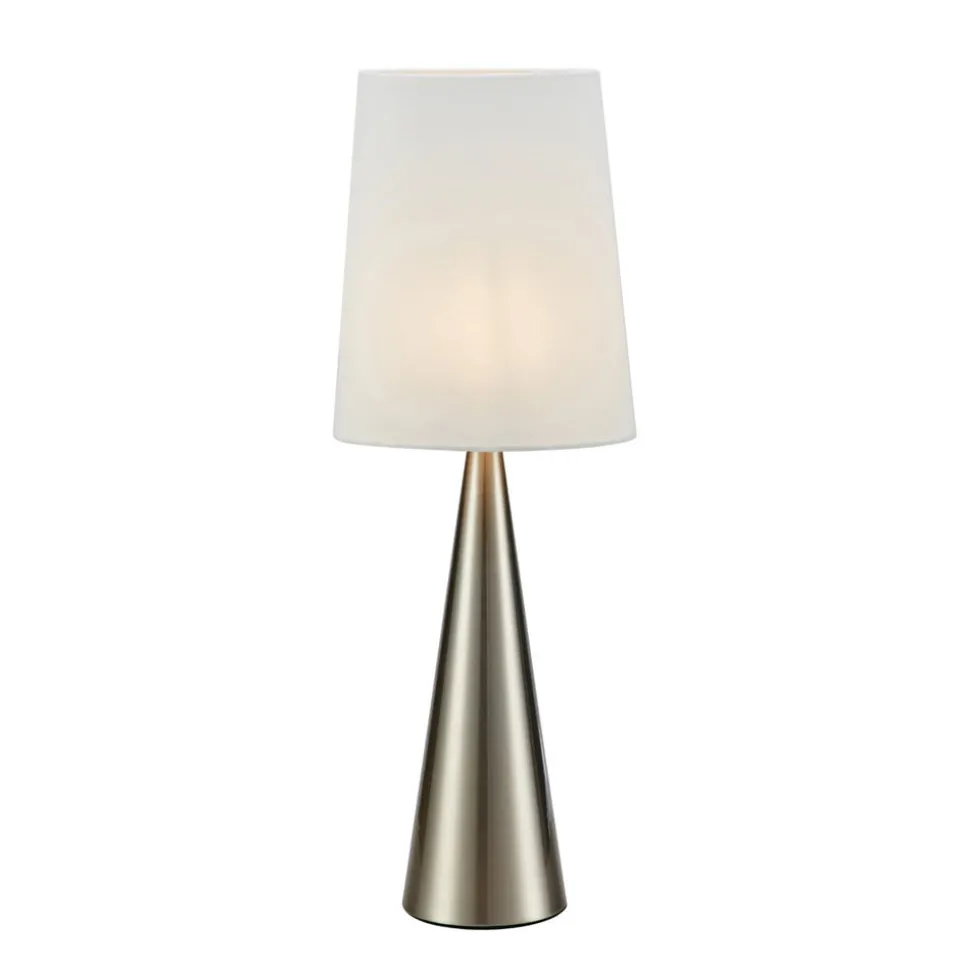 Conus bordlampe med offwhite skærm, nikkel