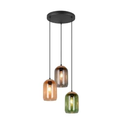 Cork hængelampe, flerfarvet, Ø 30 cm, 3 lyskilder, glas/kork