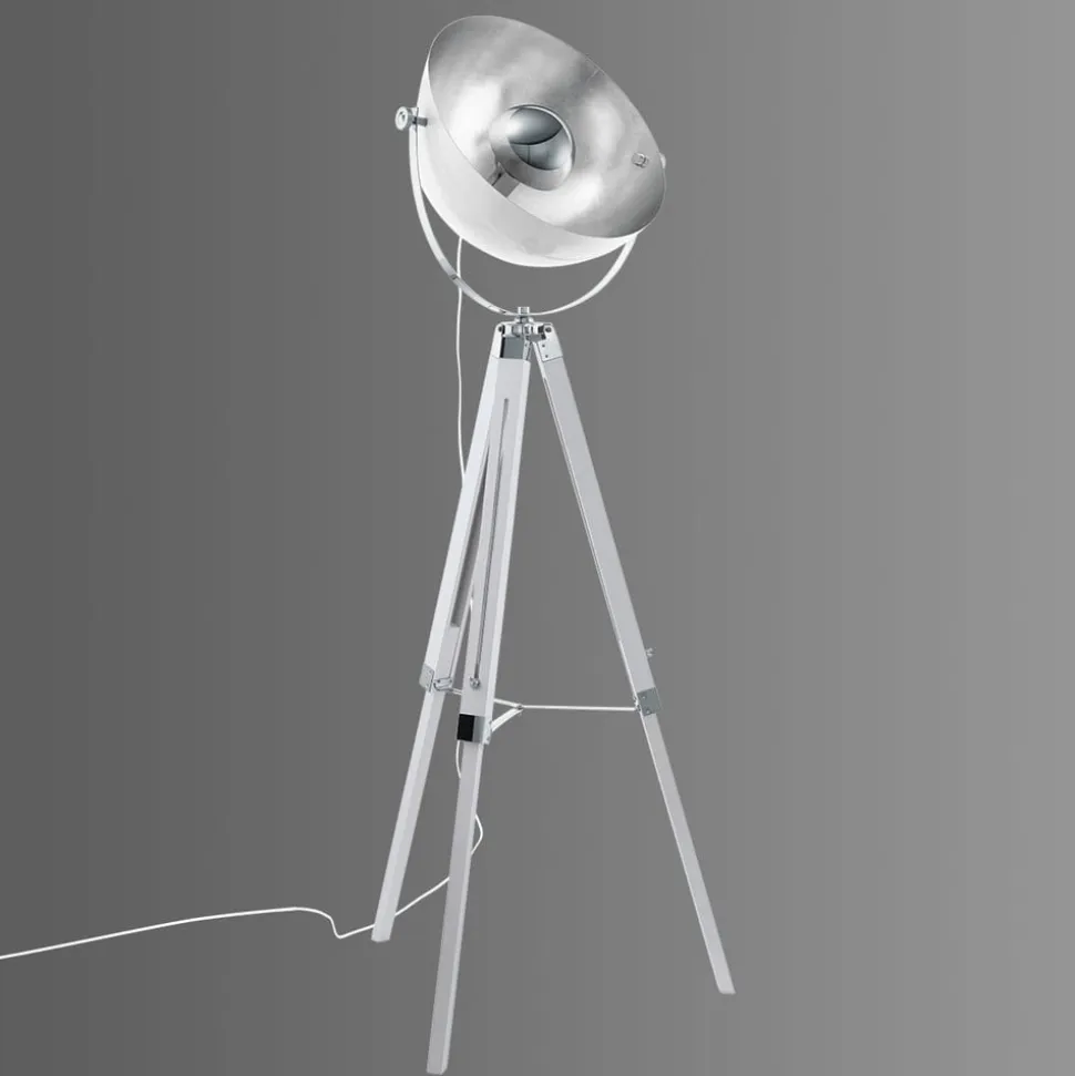 Covaleda gulvlampe med trefod, hvid, sølv