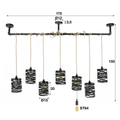 Crossround-pendel med 7 spiralformede skærme