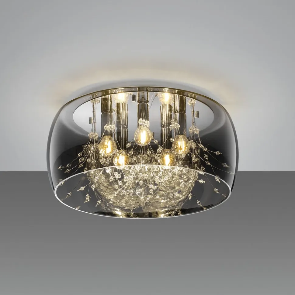 Crystel loftslampe af glas, krom, Ø 50 cm