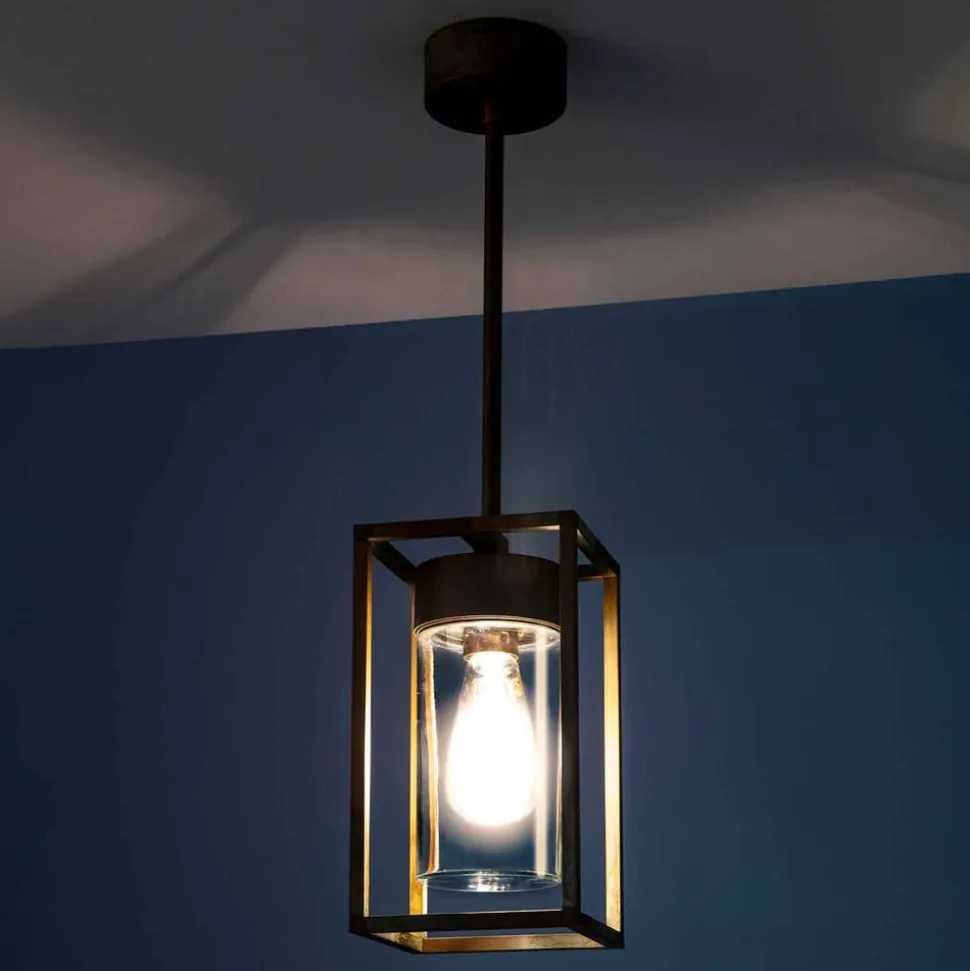 Cubic³ 3368 hængelampe antik messing/klar