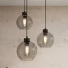 Cubus hængelampe, Ø 50 cm, 3 lyskilder, røgfarvet grå, glas