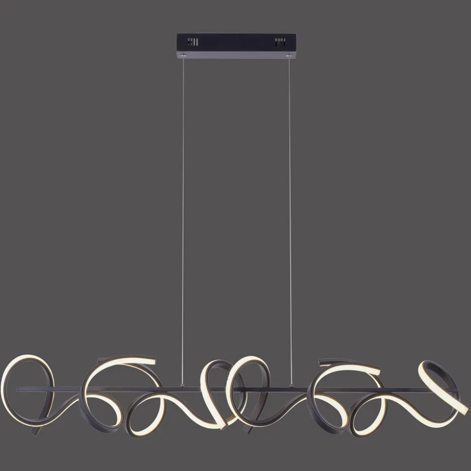 Curls LED-hængelampe, sort, metal, 99 cm lang, dæmpbar