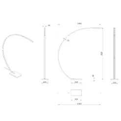 Curve buelampe, sort, marmor, 192 cm, dæmpbar